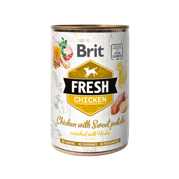 Brit Fresh Chicken with Sweet Potato консерва для собак с курицей и бататом (сладким картофелем) фото
