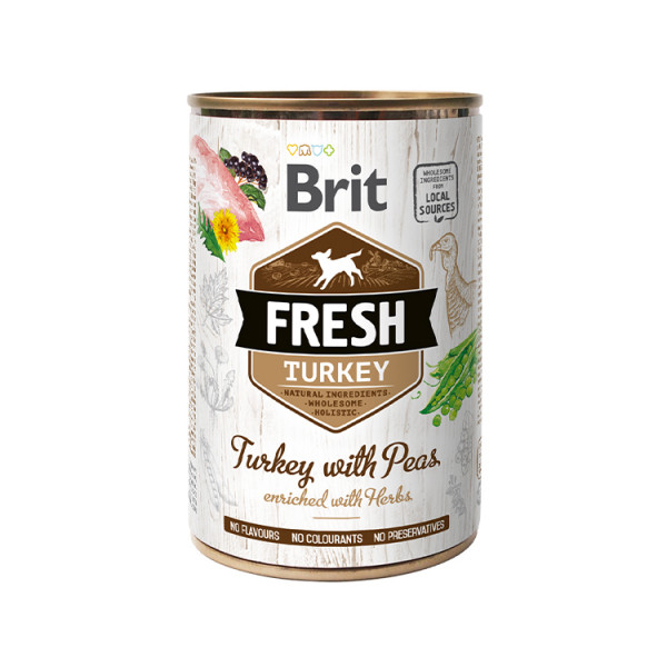 Brit Fresh Turkey with Peas консерва для собак з м'ясом індички і горошком фото