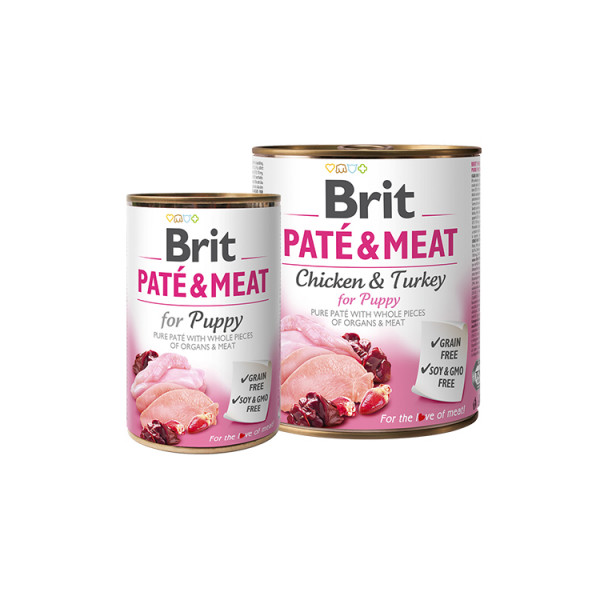 Brit Pate & Meat Puppy консерва для щенков с мясом курицы и индейки (паштет) фото