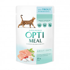 OptiMeal Adult Cats Trout in Cream Sauce Консервований корм із фореллю для дорослих котів