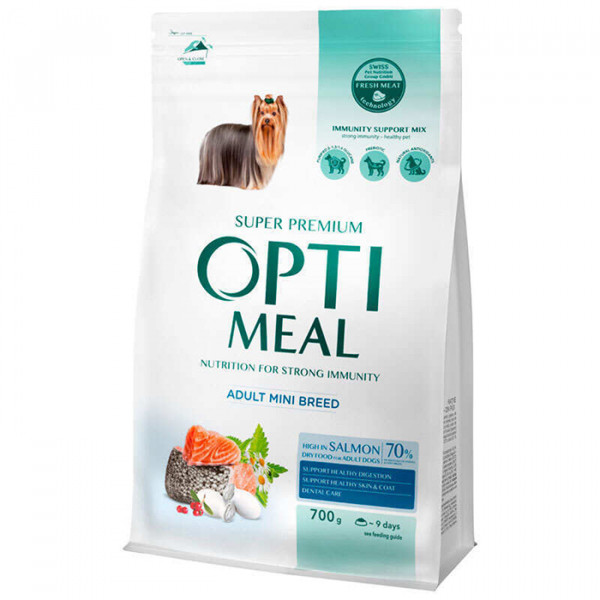 OptiMeal Adult Mini Breed with Salmon Сухий корм із лососем для дорослих собак малих порід фото