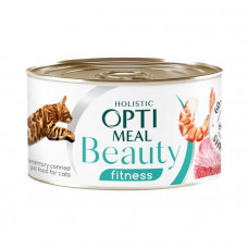 OptiMeal Beauty Fitness Adult Cat Консервированный корм с полосатым тунцом и креветками для взрослых котов