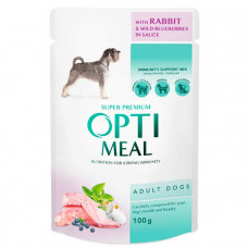 OptiMeal Rabbit Wild Blueberries in Sauce Adult Dog Консервированный корм с кроликом и черникой в соусе для взрослых собак фото