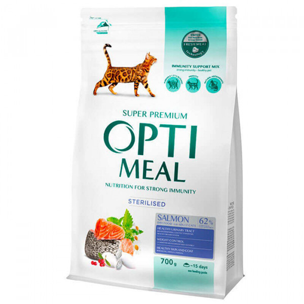 OptiMeal Sterilised Cat with Salmon Сухой корм с лососем для стерилизованных котов фото