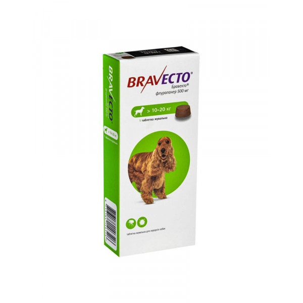 Bravecto (Бравекто) д./соб. (10-20кг) таблетки від бліх і кліщів фото